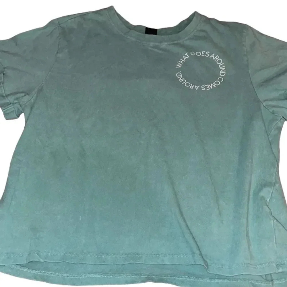 Karma Unisex XL Teal Graphic T-Shirt Inspirational Quote Design - Picture 4 of 8